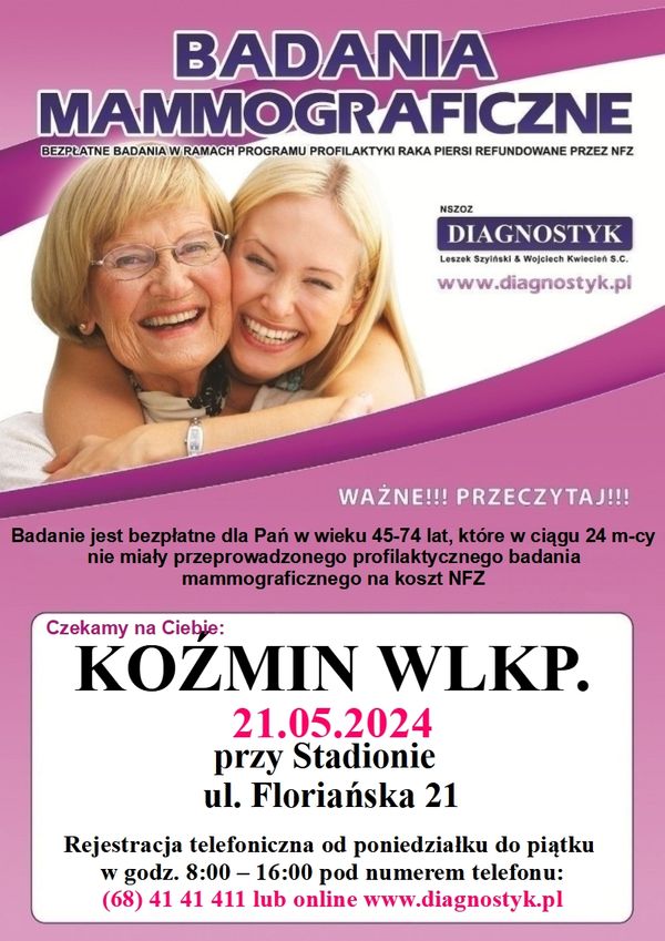 Bezpłatne badania mammograficzne