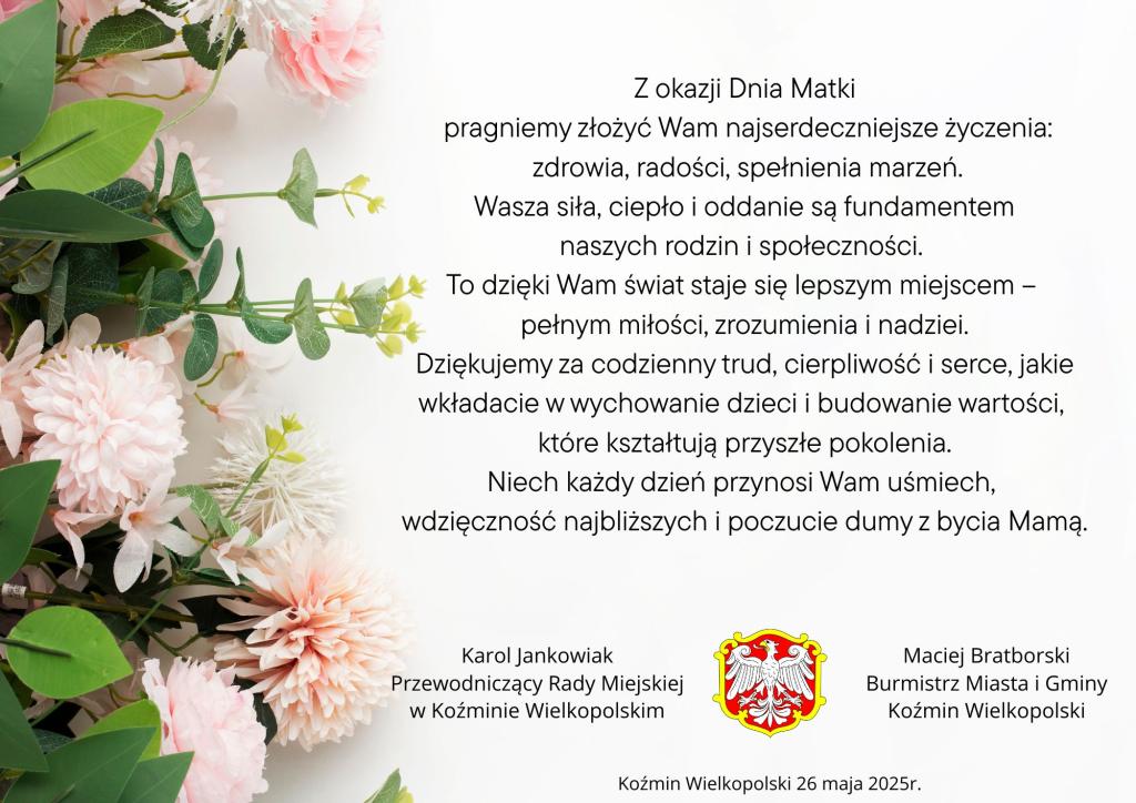 Życzenia z okazji Dnia Matki