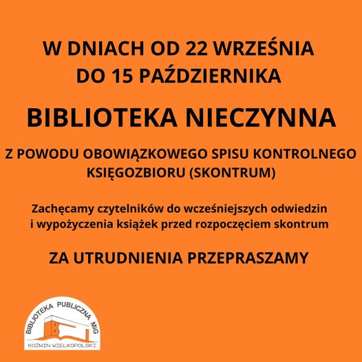 Biblioteka nieczynna od 22 września 