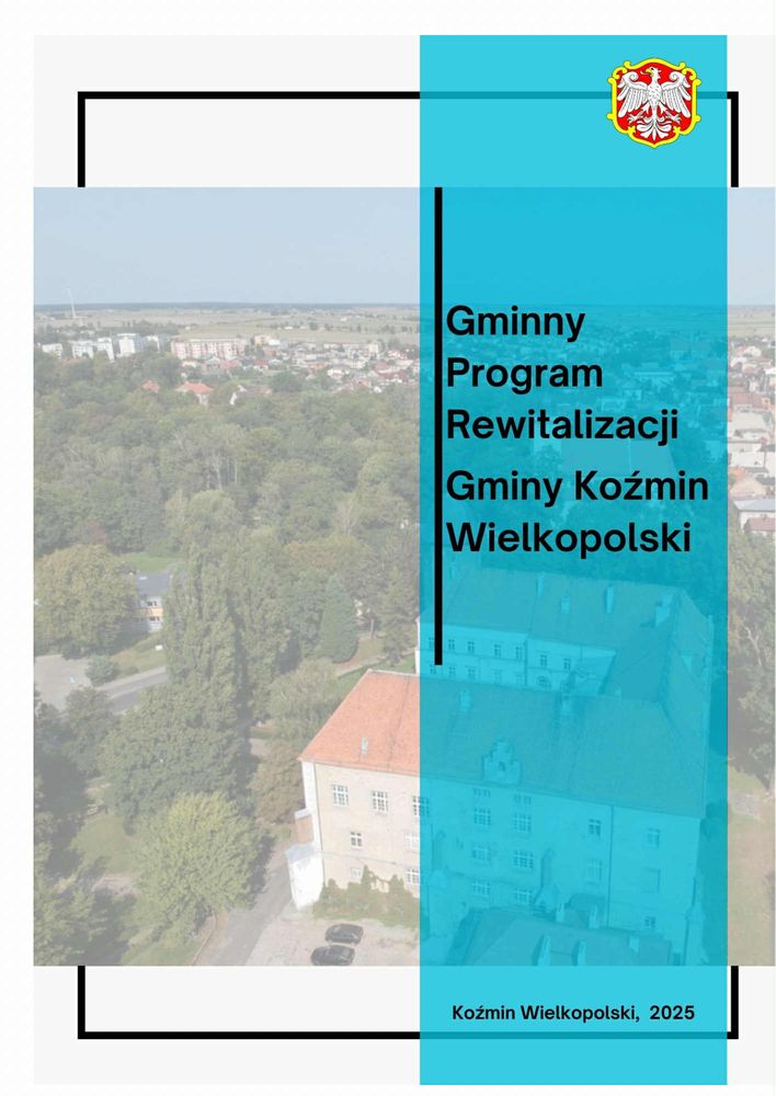 W tle zdjecie Kozmina, na niebieskim tle napis 