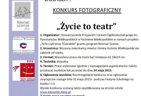 „Życie to teatr” – konkurs fotograficzny dla mieszkańców gminy Koźmin Wlkp.